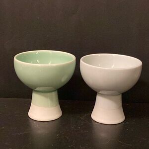 [KwangJuyo] Korean Bell Cups - Soju Ware Set of 2 Ceramic Light Blue & Green